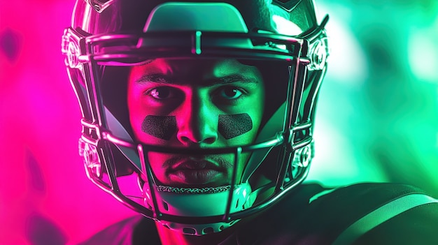 Free photo american football player neon style