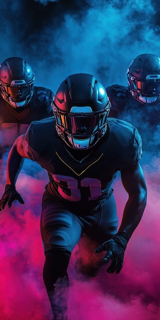 American football player neon style