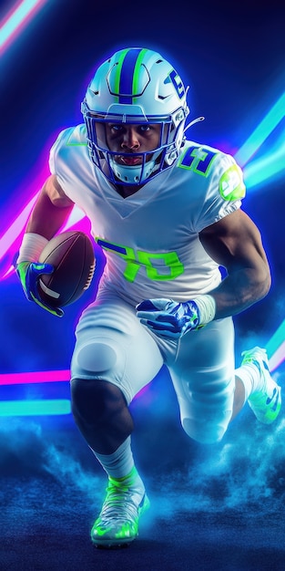 Free Photo american football player neon style