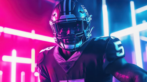 American football player neon style