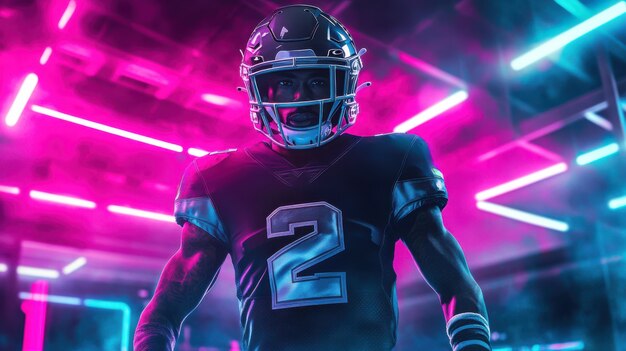 American football player neon style