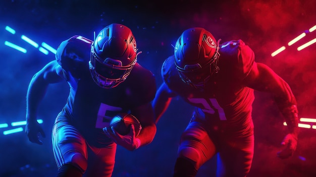 Free photo american football player neon style