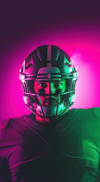 Free photo american football player neon style