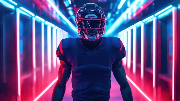 Free photo american football player neon style