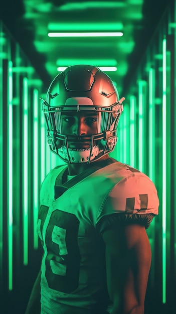 Free photo american football player neon style