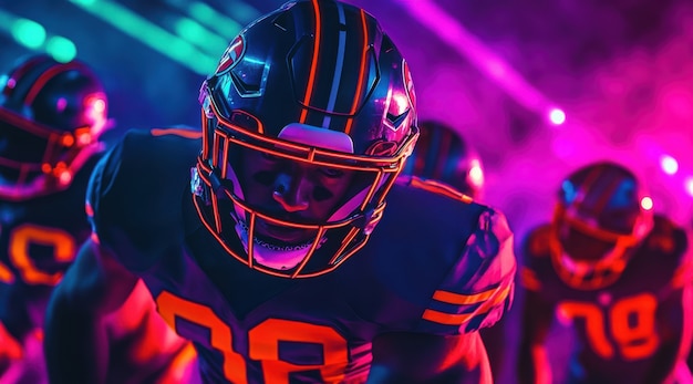 Free photo american football player neon style