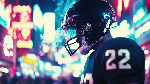 Free photo american football player neon style