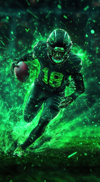 Free Photo american football player neon style