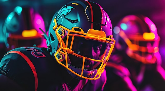 American football player neon style