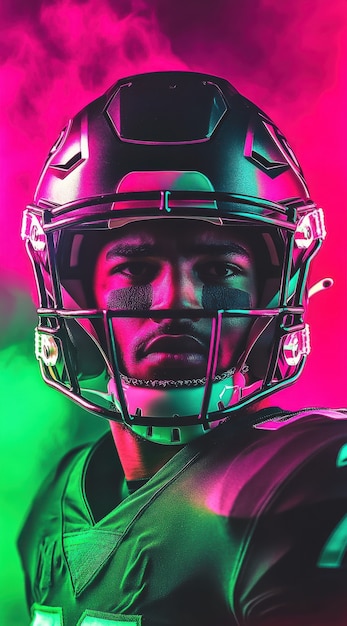 Free photo american football player neon style