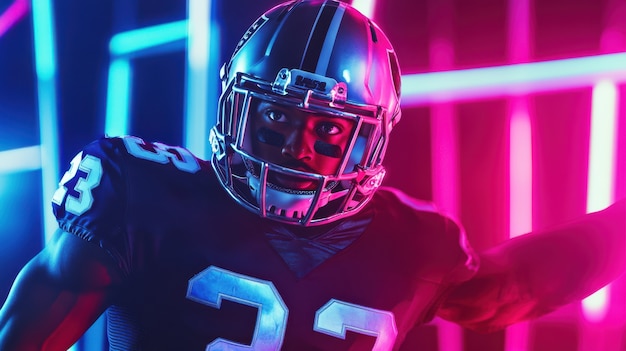 Free photo american football player neon style