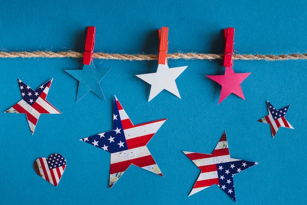 Free photo american patriotic stars on blue background