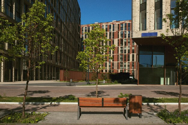 Analog city landscape with buildings