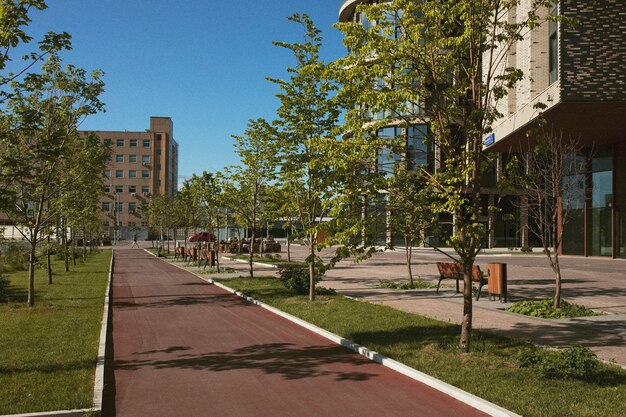 Analog city landscape with buildings