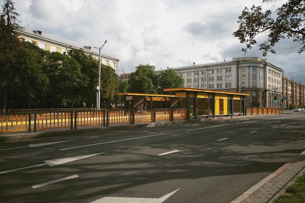 Analog landscape of city with buildings