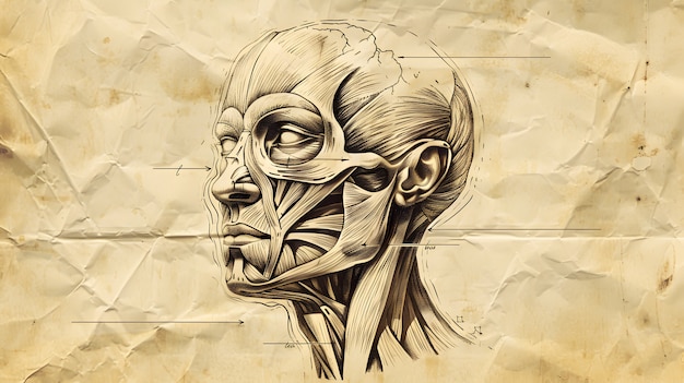 Free photo anatomy drawing vintage style