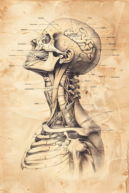 Free photo anatomy drawing vintage style