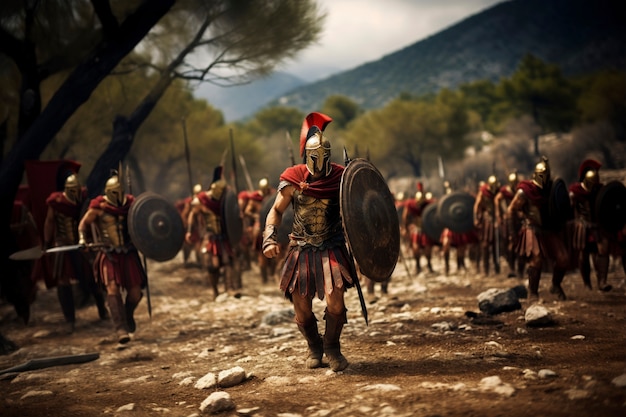 Free photo ancient greece fighter portrait