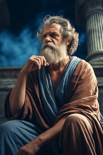 Free photo ancient greece philosopher portrait