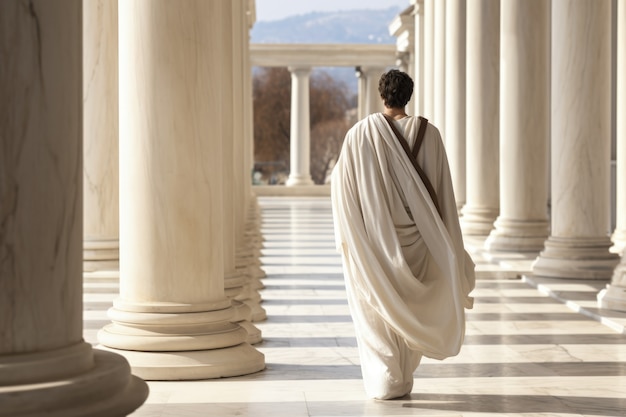 Free Photo ancient greek philosopher walking