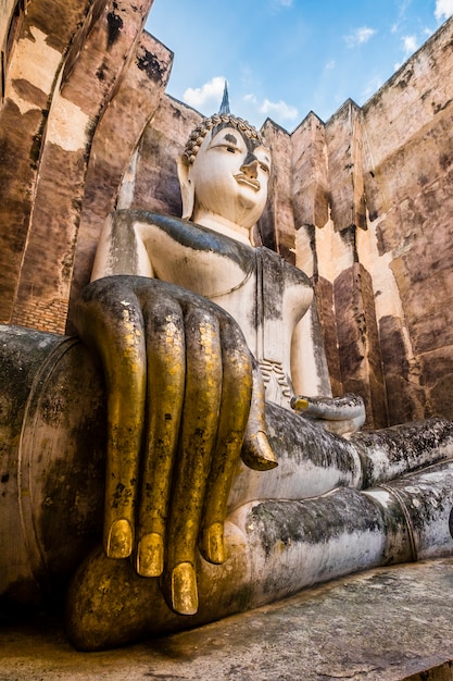 Free photo ancient heritage huge buddha and temple in thailand