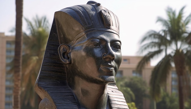 Free photo ancient pharaoh statue symbolizes egyptian culture and history generated by ai