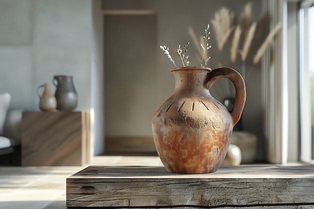 Free photo ancient pottery vessel with retro design