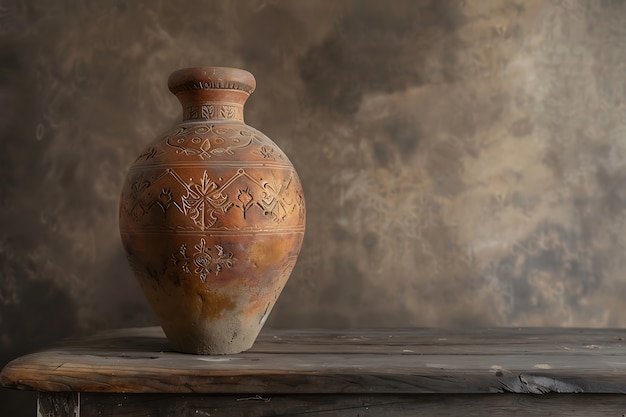 Free photo ancient pottery vessel with retro design