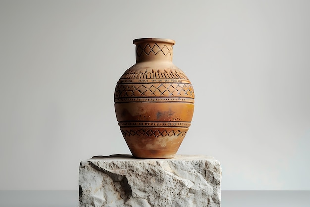 Free photo ancient pottery vessel with retro design