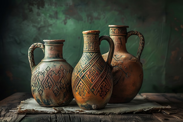 Free Photo ancient pottery vessels collection