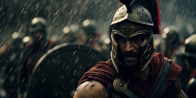 Free photo ancient roman empire warrior with helmet