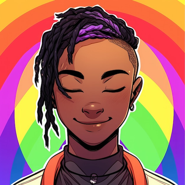 Free photo androgynous avatar of non-binary queer person