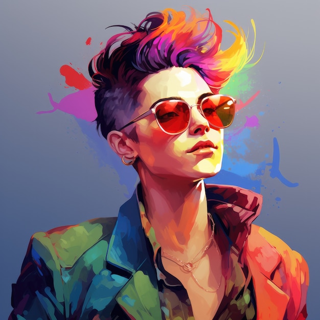 Free Photo androgynous avatar of non-binary queer person