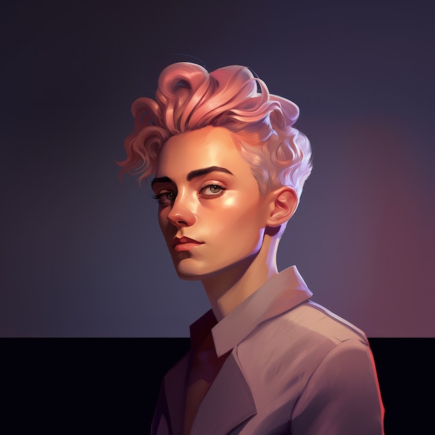 Androgynous avatar of non-binary queer person