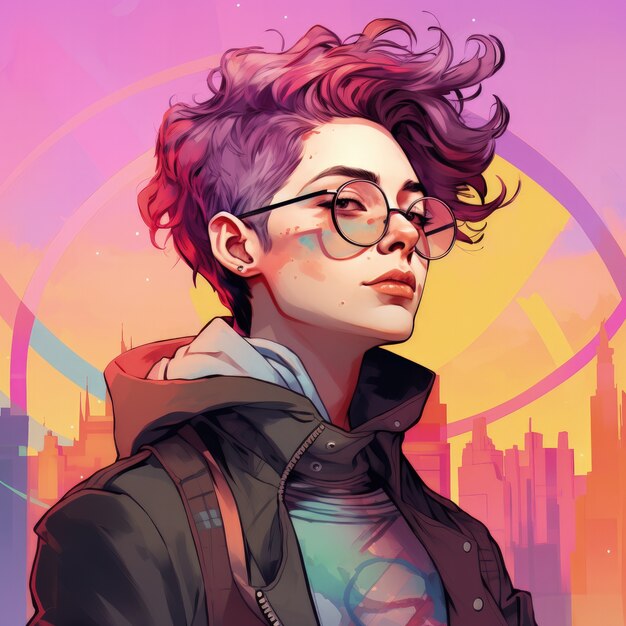 Androgynous avatar of non-binary queer person