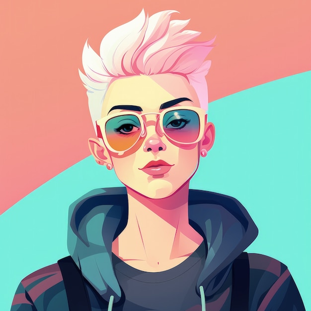 Free photo androgynous avatar of non-binary queer person