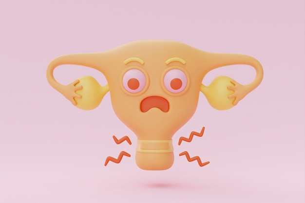 Free photo angry cartoon ovary with pink background