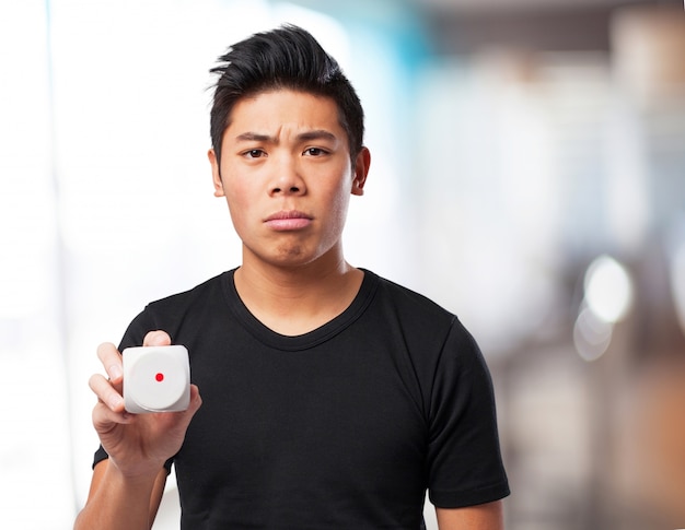 angry chinese-man with dice