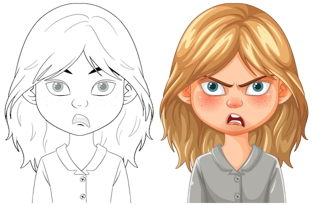 Free photo angry girl expression illustration