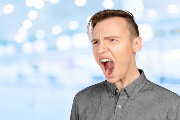 Angry man expressing aggression