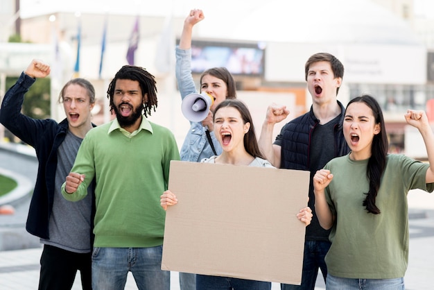 Angry people protesting black lives matter concept