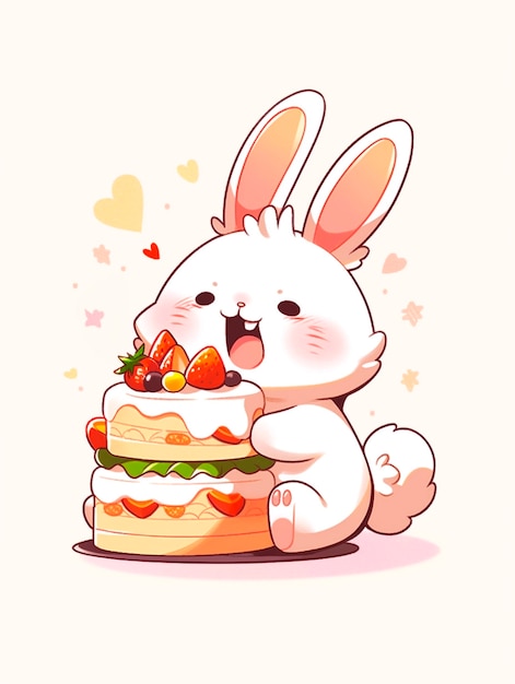 Animal eating sweet and delicious cake