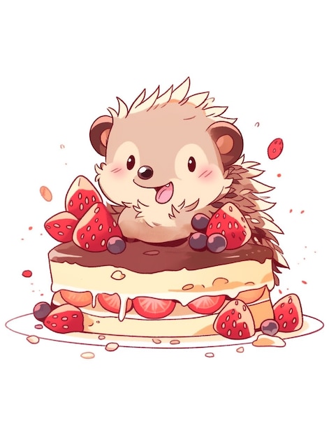 Animal eating sweet and delicious cake