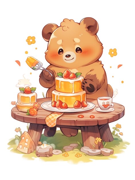 Animal eating sweet and delicious cake