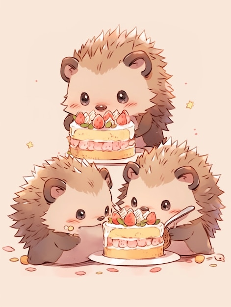 Animal eating sweet and delicious cake