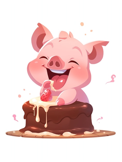 Animal eating sweet and delicious cake