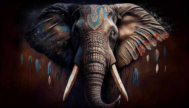 Free photo animal elephant mammal nature wild patterns decoration multi colored generative ai