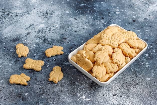 Free Photo animal shaped crackers.