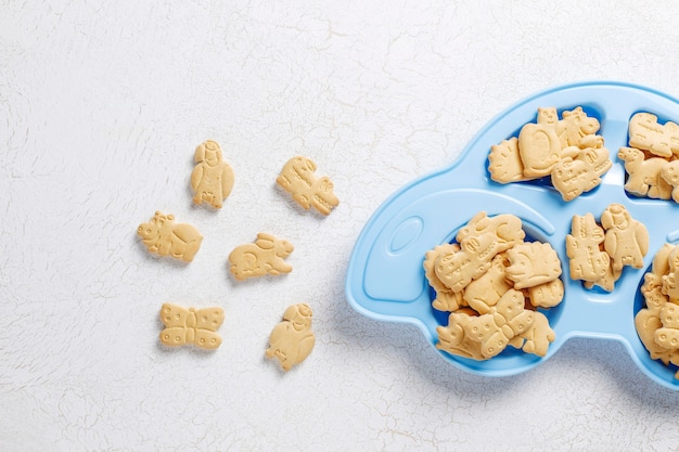 Free Photo animal shaped crackers.