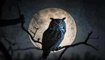 Free photo animal in spooky forest under moonlight evil beak generative ai